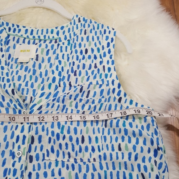 Anthro Maeve Blue Dot Sleeveless Button Down Top 6 - Picture 4 of 7